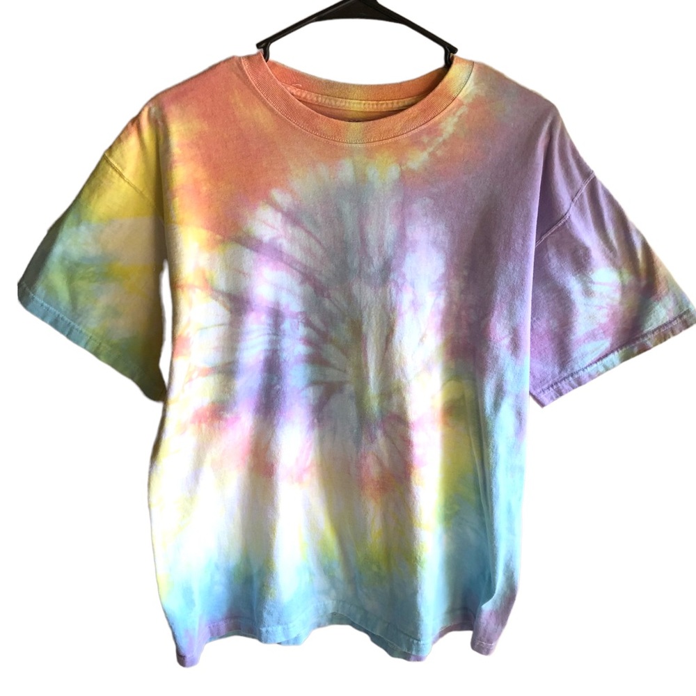 Easter Colors Tie Dye Shirt. 100% Cotton Fruit of the Loom Heavyweight. Large